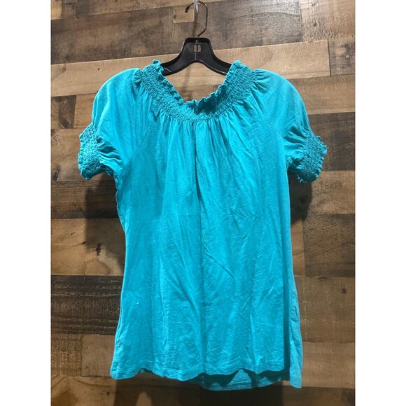 Ralph Lauren Off-the-Shoulder Peasant Blouse –Women’s M–Turquoise Blue - Picture 4 of 8